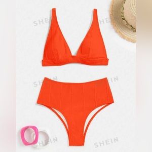 Orange SHEIN bikini high waisted brand new large